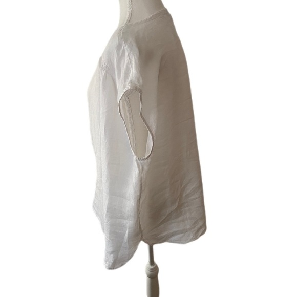 100% Linen by Hester & Orchard White Oversized Cap Sleeve Size Large - Picture 2 of 15